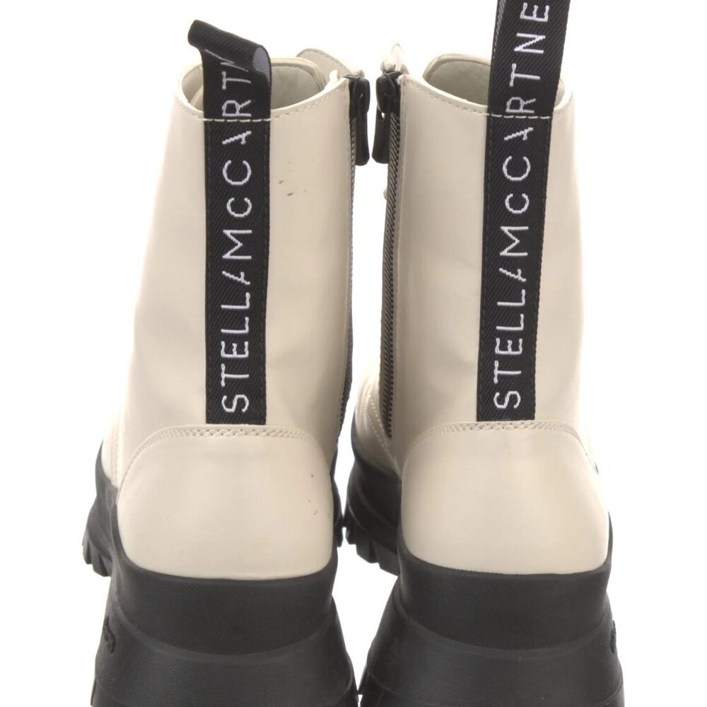 Stella McCartney Ivory Vegan Leather Trace Combat Boot Lace Rubber Lug Sole Sz 9 - Picture 4 of 10